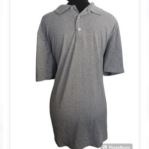 George Heather Gray Mens Polo Style Short Sleeve 3 Button Front Closure Shirt